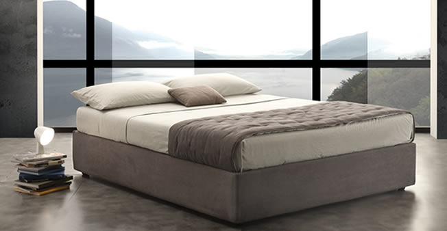 Easy - Letto con vano contenitore comprensive di rete a doghe in legno