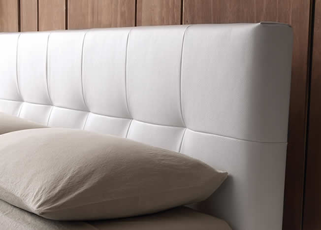 Dream  bed frame with a soft headboard in white leather