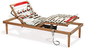 Slatted bed frame with electric head and foot lift