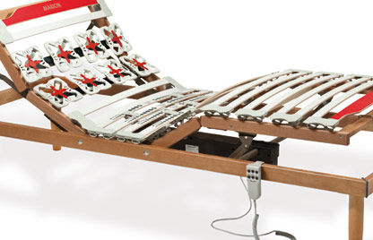 Nettuno - Network for motorized bed slats in beech wood with raised head standing electric double and single
